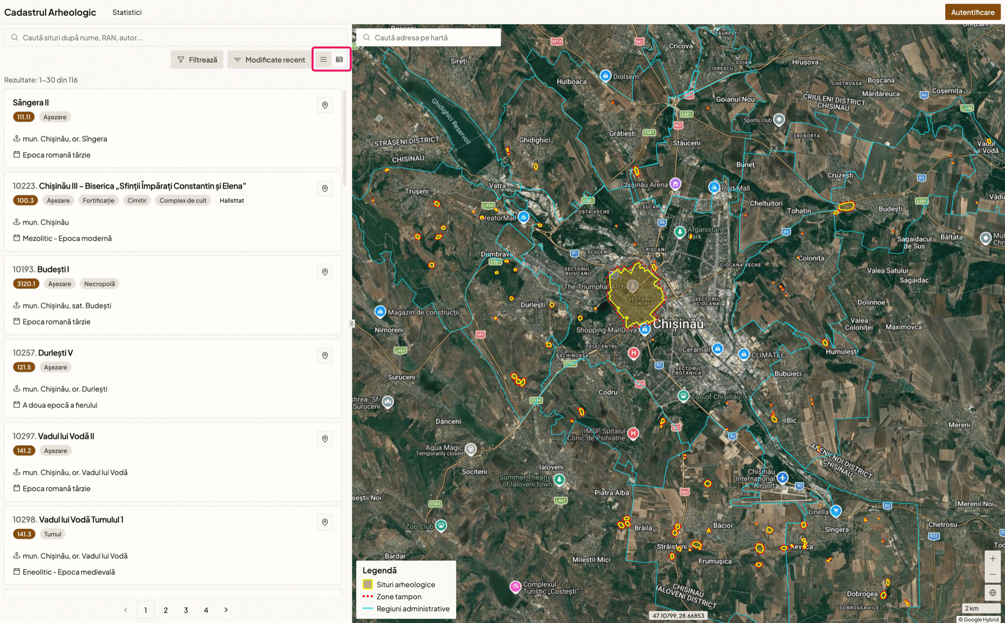 Interfața principală a platformei