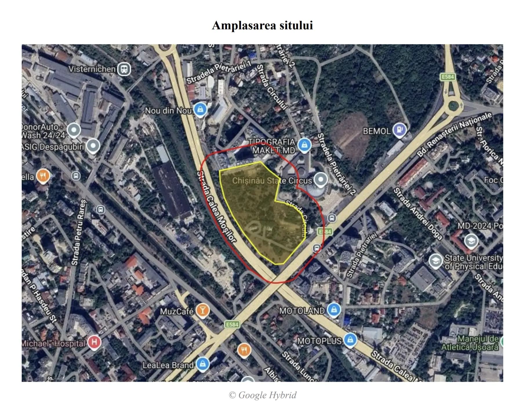 Pagina PDF cu amplasarea sitului