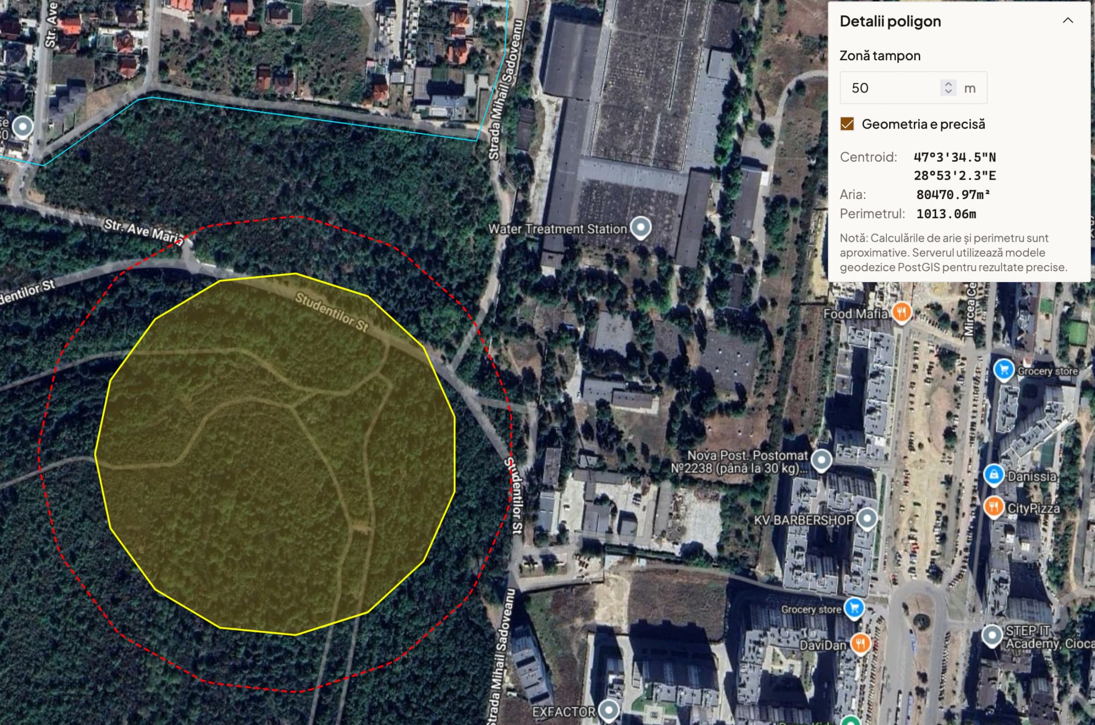Poligonul sitului, precizia geometriei și zona tampon
