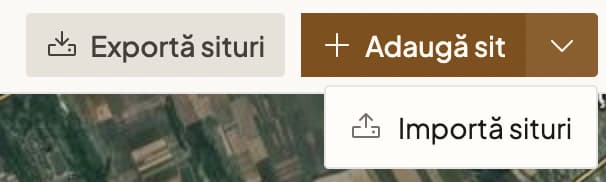Opțiunea de import KML din meniul de acțiuni