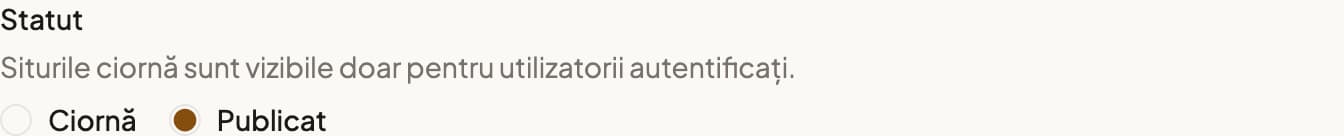 Câmpul Statut din formularul sitului