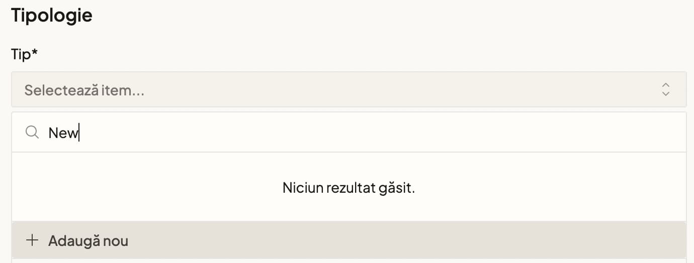 Adăugarea unei valori taxonomice din formularul sitului